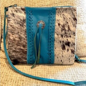 Myra Blue and Black Cowhide Women's Bag